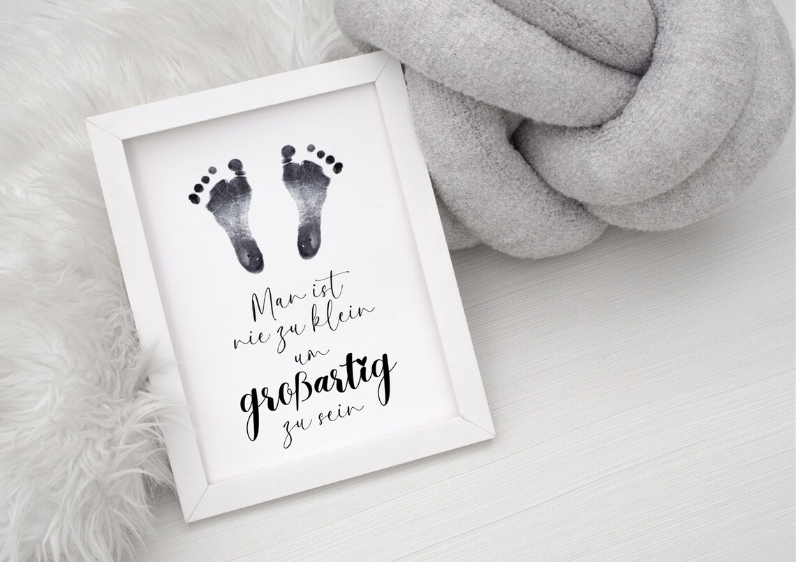 Sweet German Baby Footprint Quote Never Too Small Keepsake Poster - Image 2