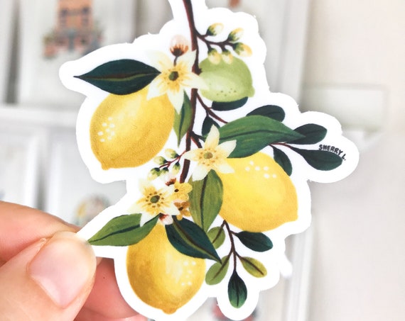 Lemon Blossom Vinyl Sticker Citrus Fruit Waterproof Die Cut Durable Sticker Water Bottle Laptop Notebook Planner Cell Phone