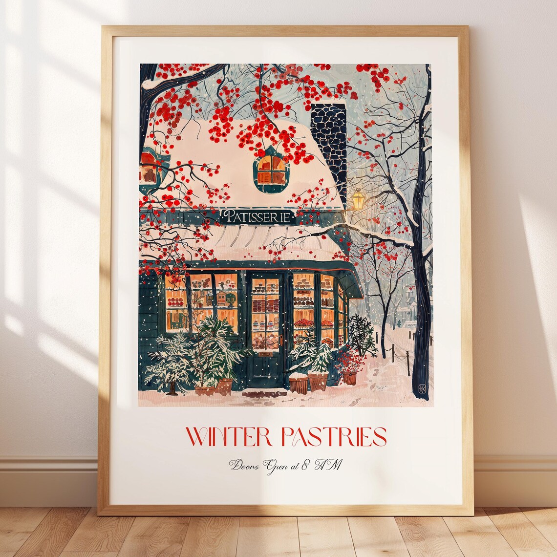 Cozy Patisserie Watercolor Art Print, Festive Bakery - Image 3