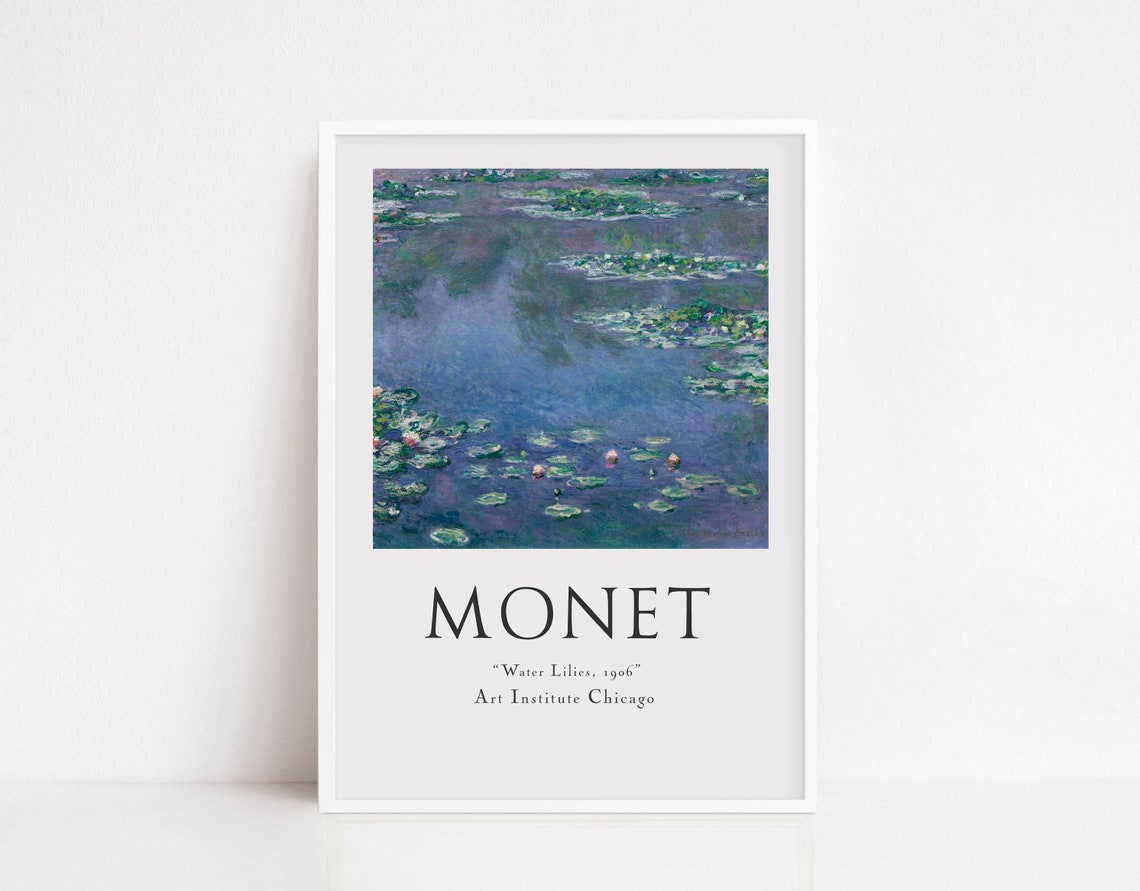 Claude Monet Water Lilies 1906 Art Institute Chicago Blue Pond Poster