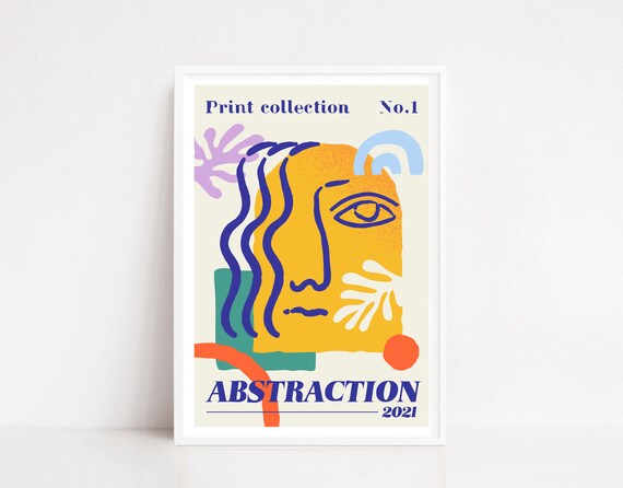 Abstraction 2021 Collection No 1 Matisse Style Orange Face Art Poster