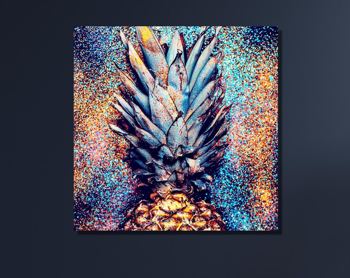 Colorful Glitter Pineapple Fruit Pop Photography Kitchen Poster