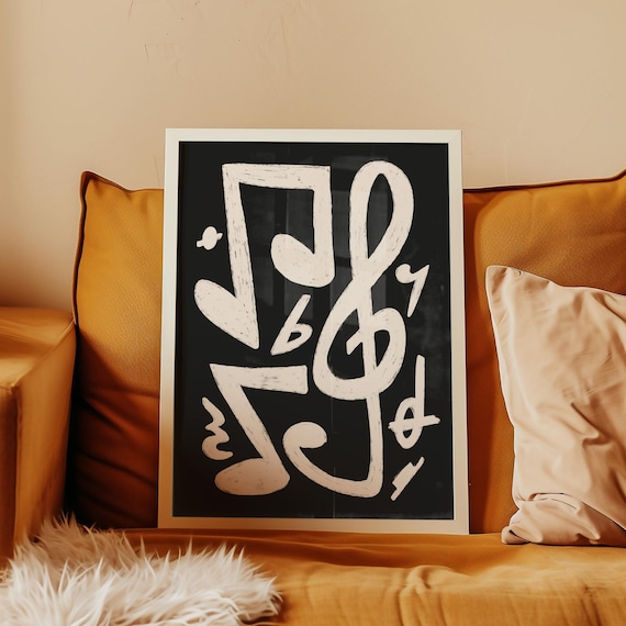 Music Note Wall Art Print, Modern Musical Symbol