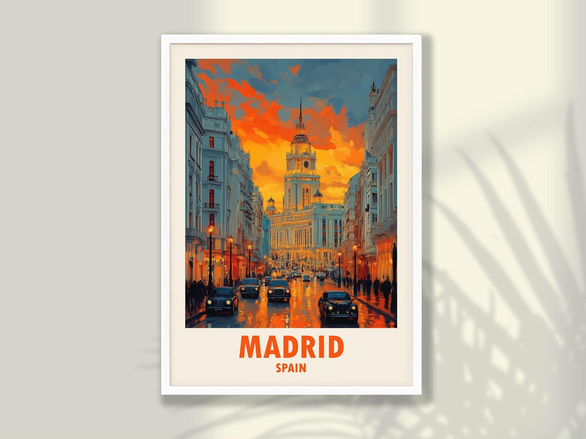 Madrid Spain Sunset Boulevard Grand Avenue Evening Glow Poster