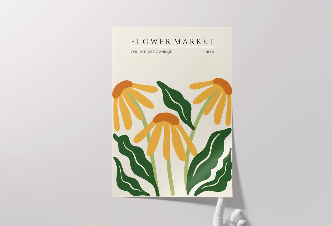 Flower Market Yellow Daisy Abstract Botanical No 2 Modern Poster