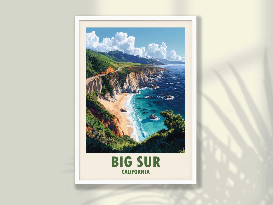 Big Sur California Coastal Cliffs Arched Bridge Ocean View Poster