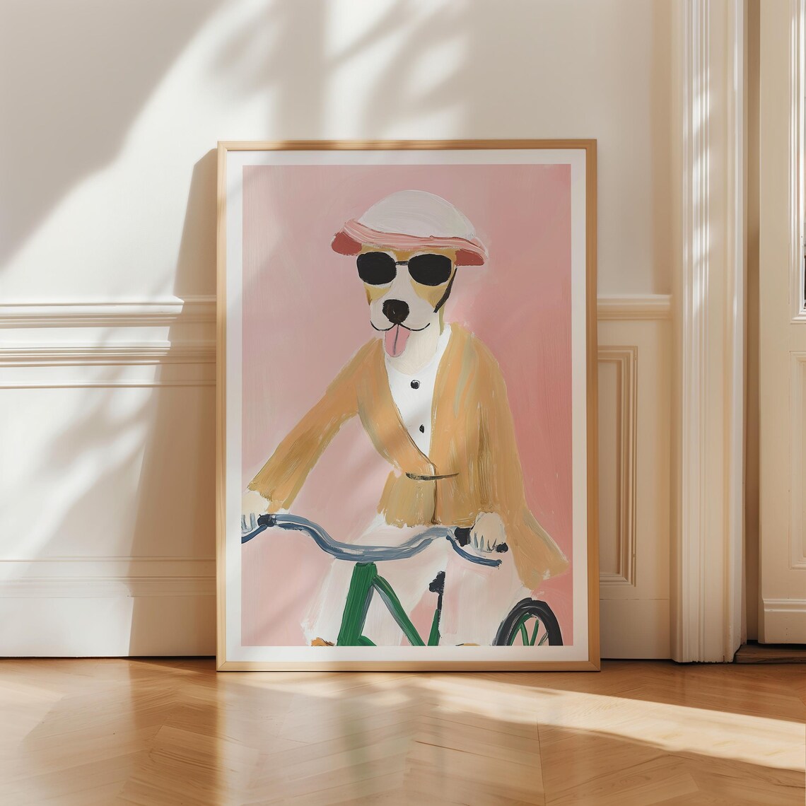 Jack Russell Dog on Bike Art Print, Preppy Style