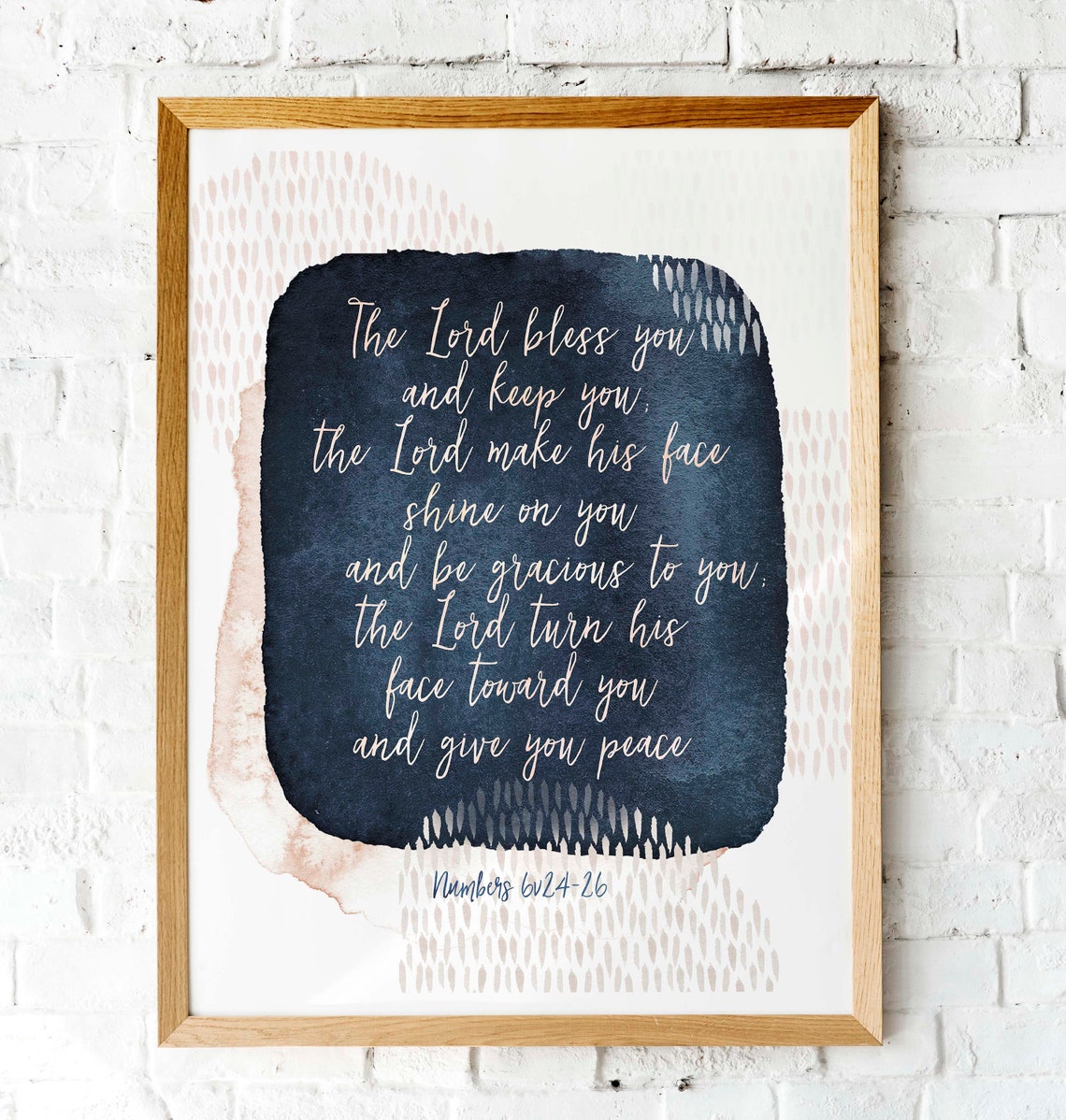 Numbers 6 24 26 Benediction Navy Watercolor Scripture Art Poster