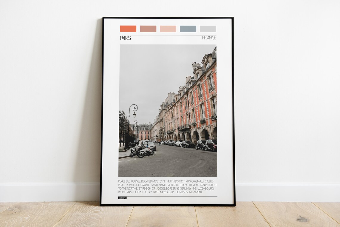Paris France Place des Vosges Historic Square Photo Travel Print