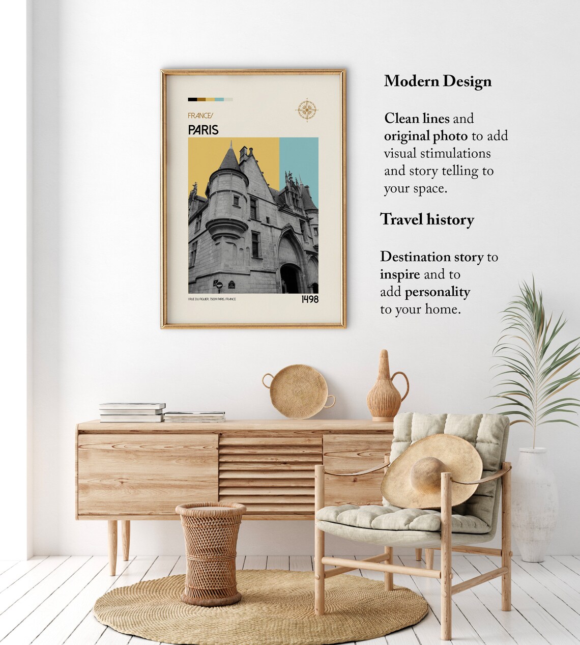 Paris Medieval Stone Building Photo 1498 Vintage Travel Print - Image 2