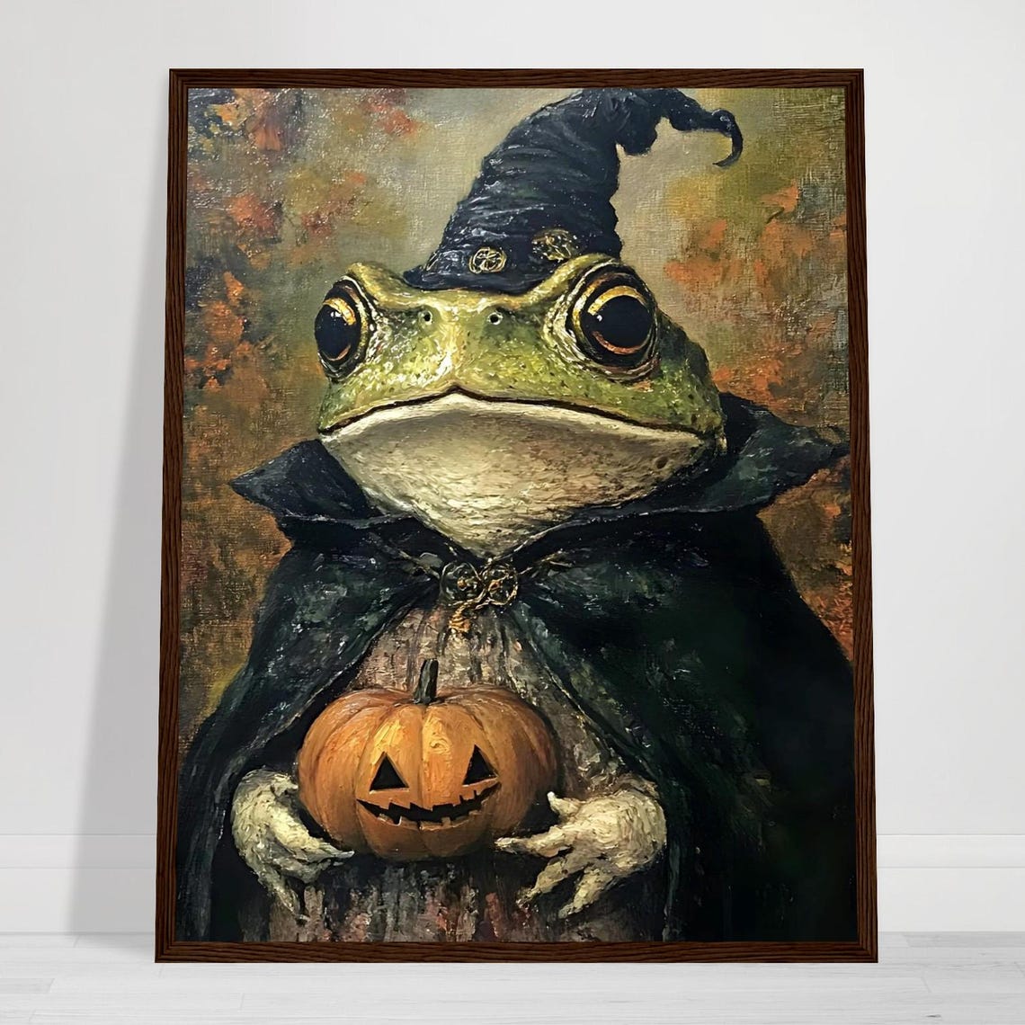 Vintage Witch Toad Framed Poster Gothic Halloween Wall Art