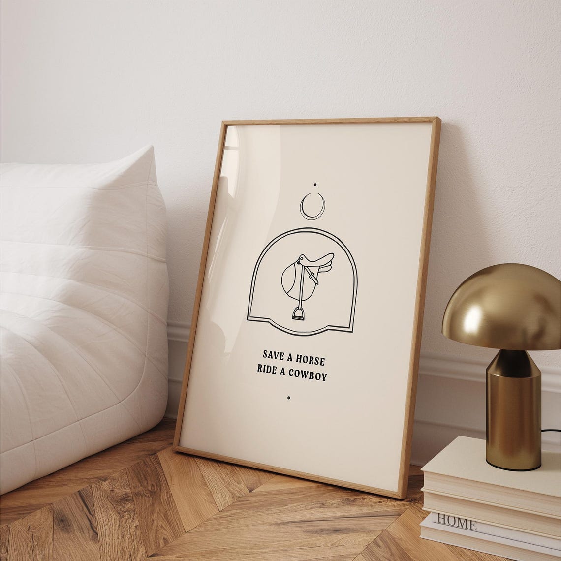 Save a Horse Ride a Cowboy Minimalist Western Line Art Quote Poster