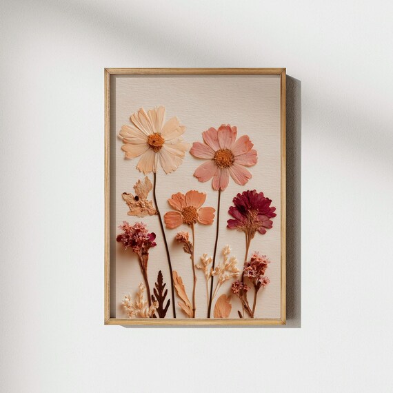 Autumn Pressed Wildflowers Vintage Botanical Herbarium Poster