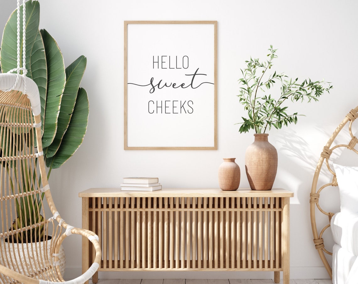 Hello Sweet Cheeks Funny Bathroom Quote Typography Wall Poster