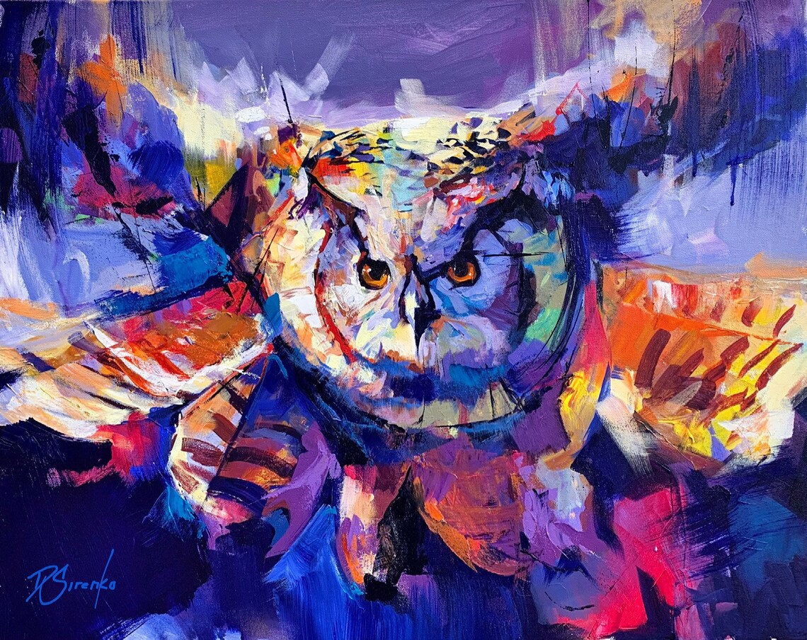 Flying Barn Owl Art Print, Farmhouse Wildlife Poster