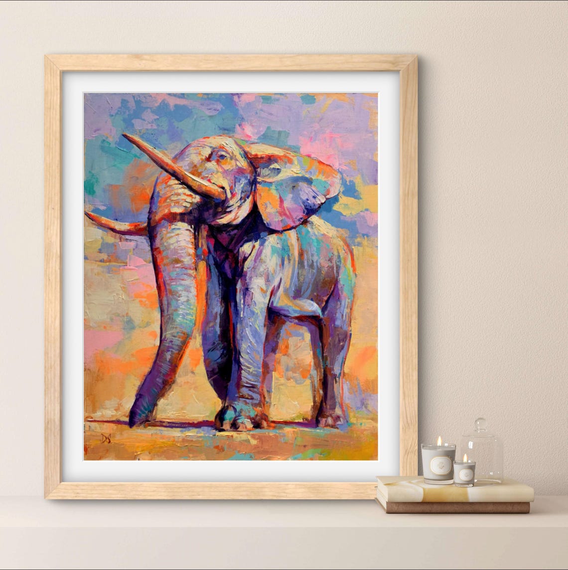 Colorful Elephant With Raised Tusks Vibrant Safari Animal Poster - Image 2