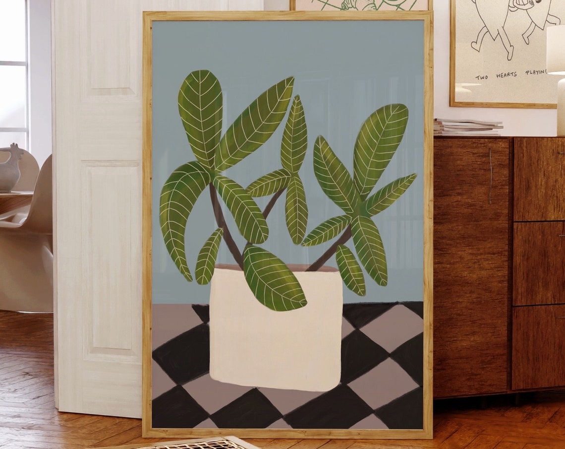 Potted Plant Botanical Illustration Minimalist Home Decor Poster