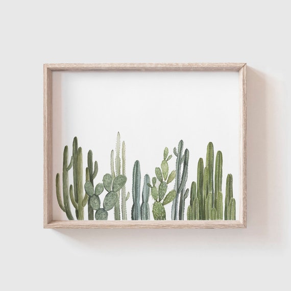 Cactus Row No 2 Art Print, Southwestern Watercolor