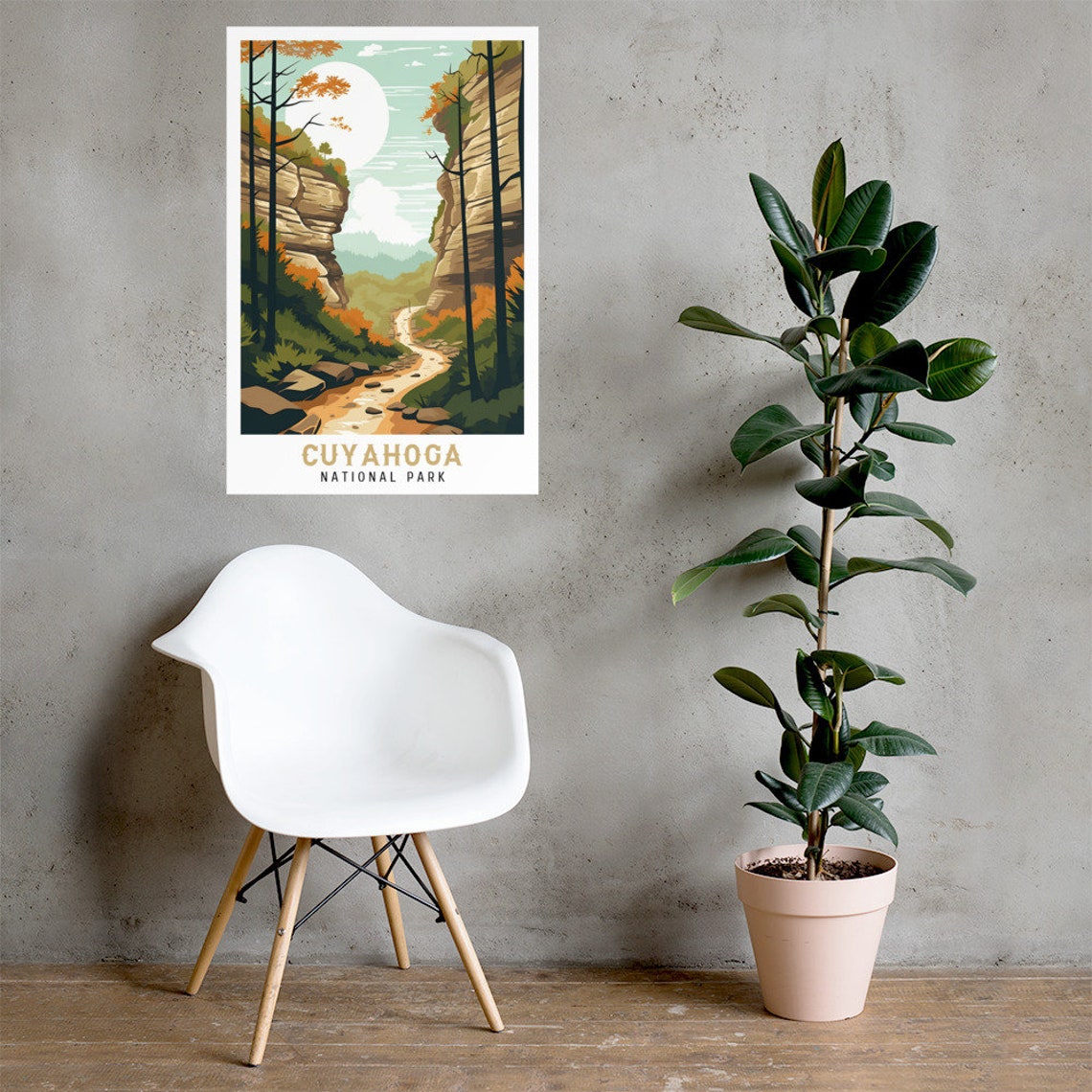 Cuyahoga Valley National Park Fall Cliffs Stream Vintage Poster - Image 2