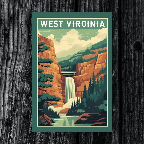 West Virginia Vintage Travel Poster Print Wall Art Gift Idea Home Decor