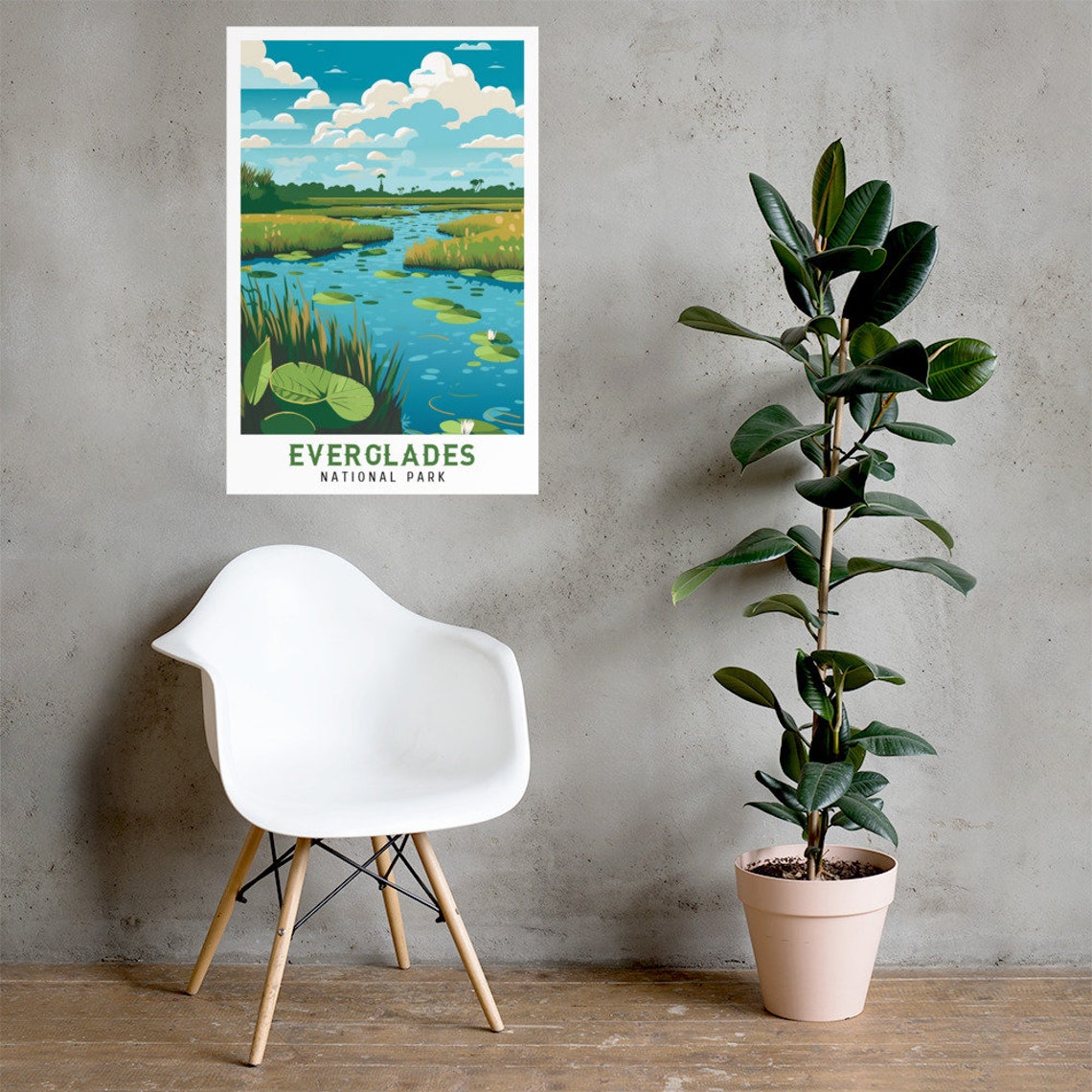 Everglades National Park Marsh Lily Pads Wildlife Vintage Poster - Image 2
