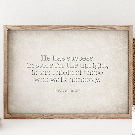 Proverbs 2:7 Scripture Poster Upright Shield Verse Christian Faith Quote