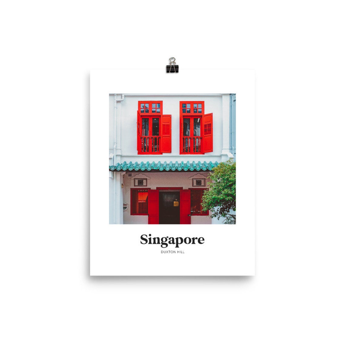 Singapore Duxton Hill Red Shuttered Shophouse Photography Poster - Image 3