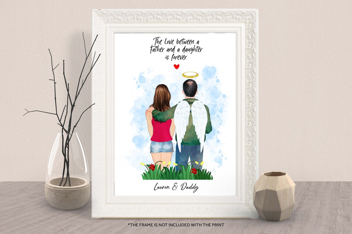 Father Daughter Memorial Print Angel Dad Forever Love Portrait Gift
