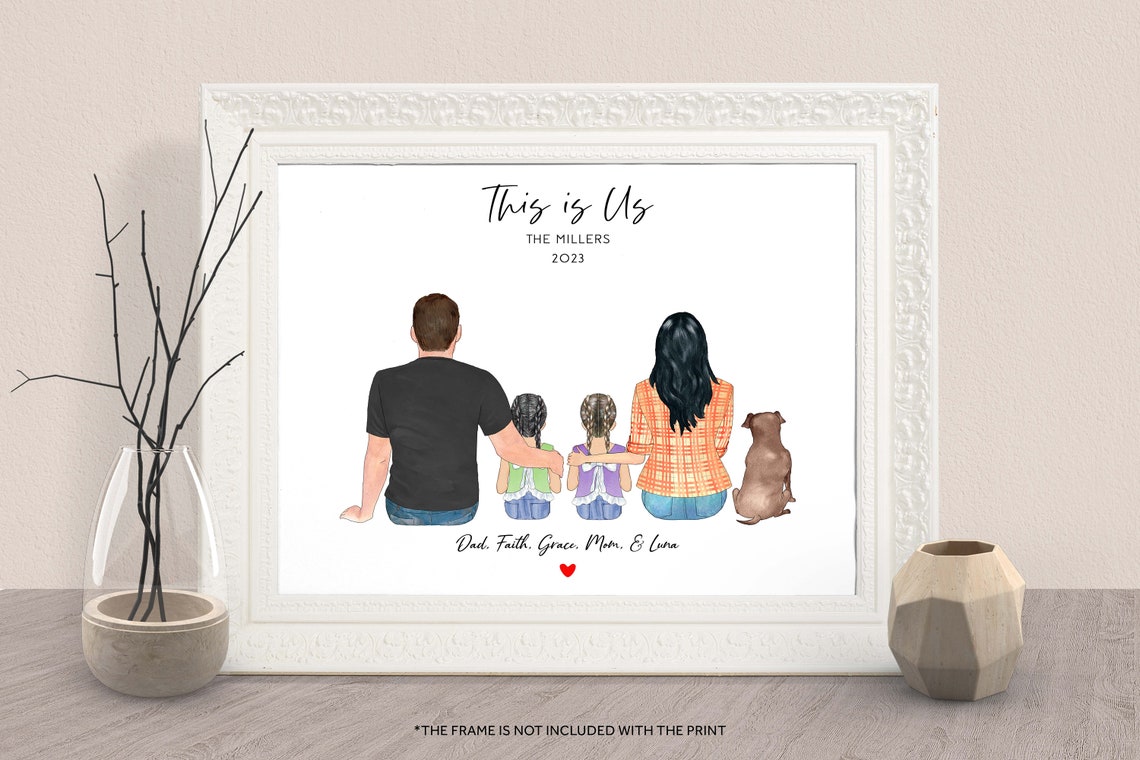 This Is Us 2023 Family With Two Girls and Their Dog Custom Print