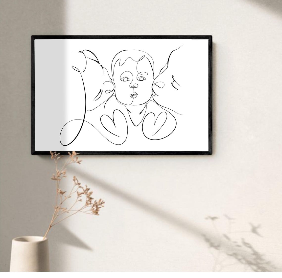 Custom Line Art Portrait, Minimalist Mom And Baby - Image 2