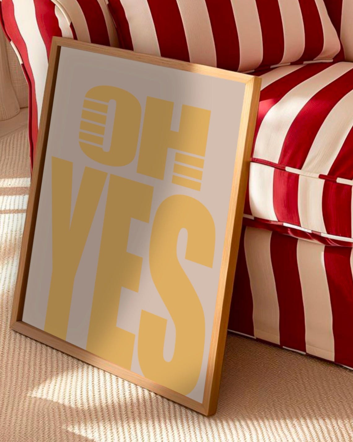 Oh Yes Bold Mustard Yellow Retro Typography Sunny Wall Decor Poster