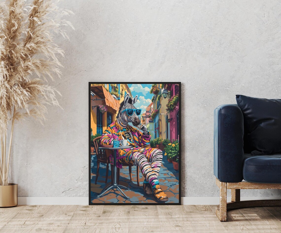 Maximalist Zebra Poster, Preppy Eclectic Decor - Image 2