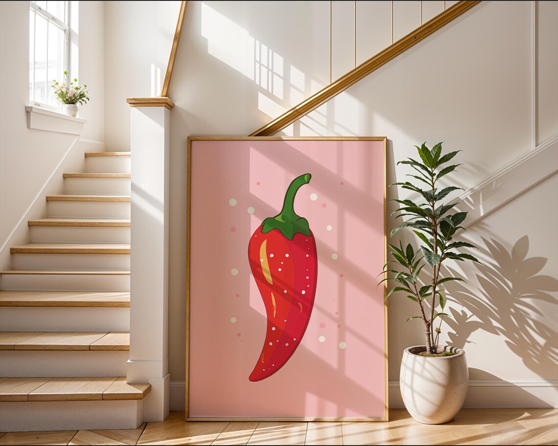 Chili Pepper Vintage Kitchen Art Print, Trendy Decor - Image 3