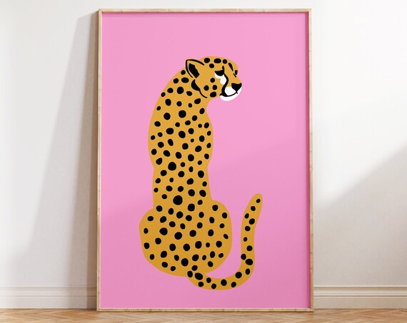 Cheetah Print Boho Leopard Art Print, Pink