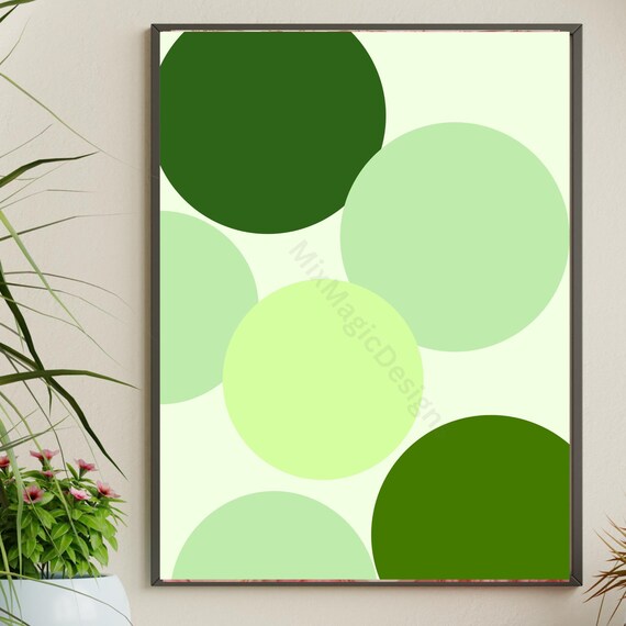 Modern Green Circles Poster Minimalist Wall Art Abstract Print Set In A1a5 Natural Colors Instant Pdf