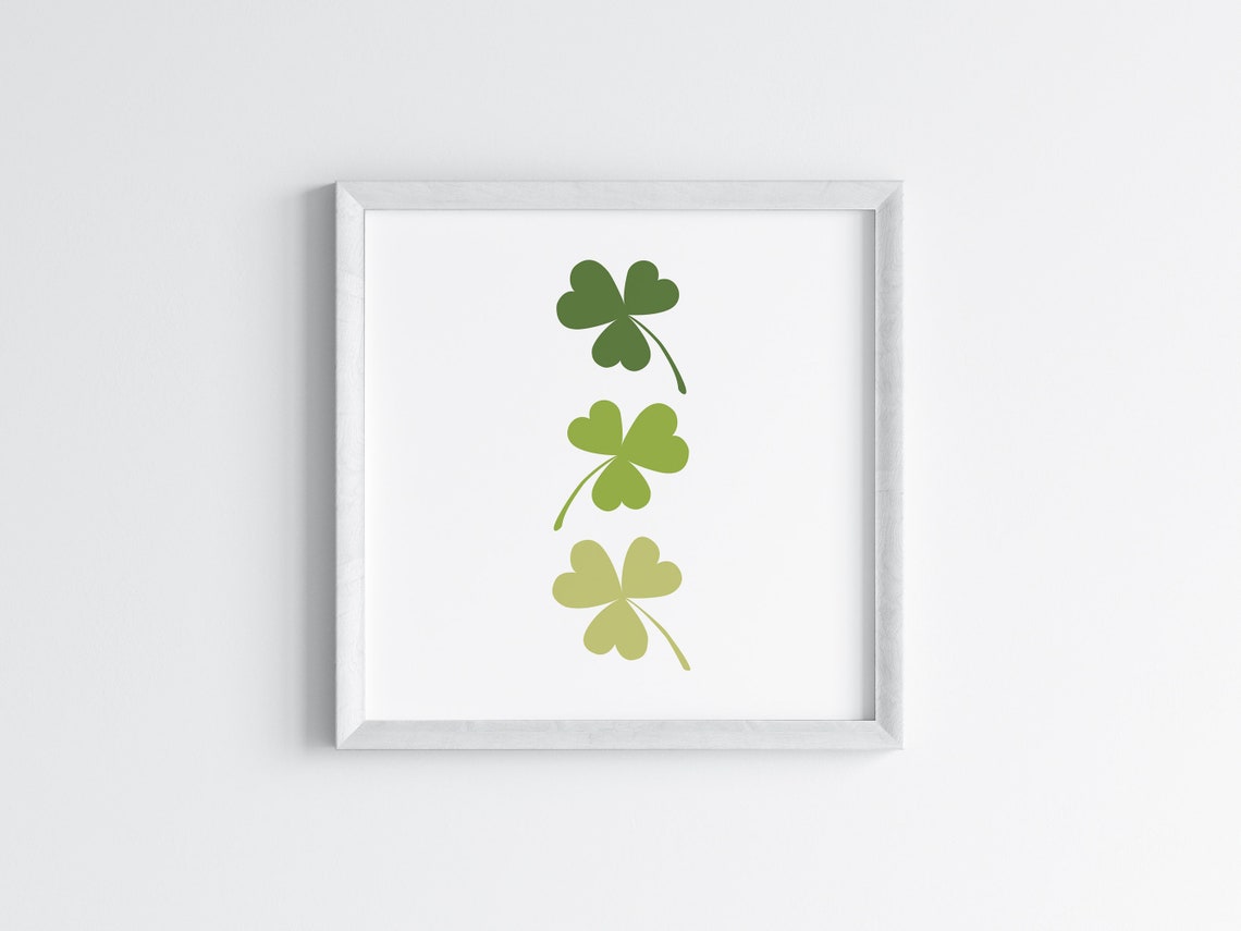 Three Green Shamrocks Minimalist St Patricks Day Wall Art Poster - Image 2