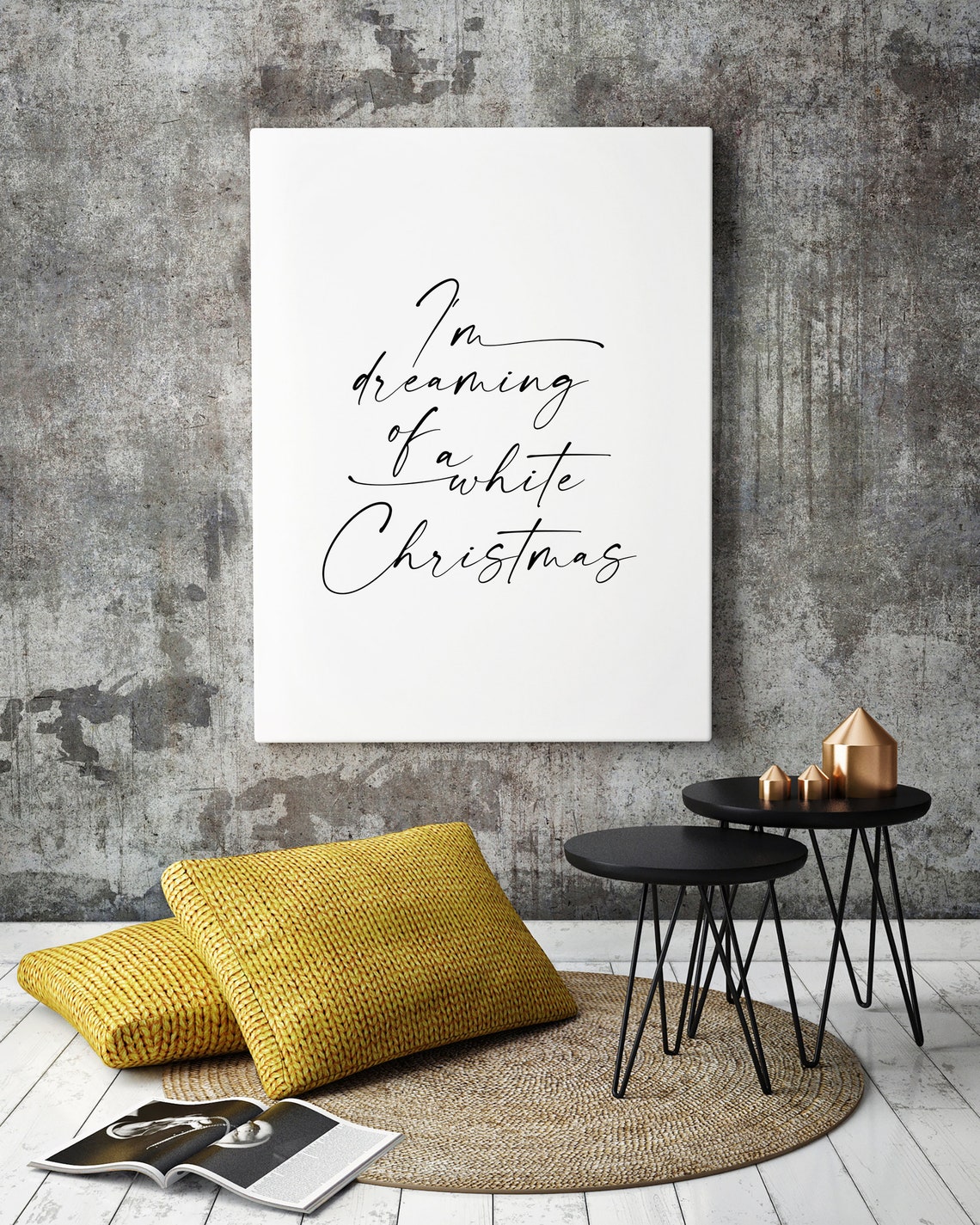 I Am Dreaming of a White Christmas Script Holiday Sign Wall Print - Image 2