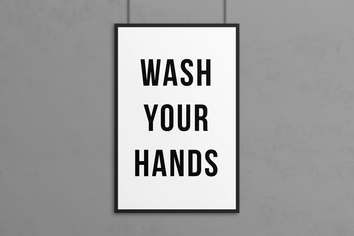 Wash Your Hands Bold Black White Minimalist Bathroom Decor Poster - Image 2