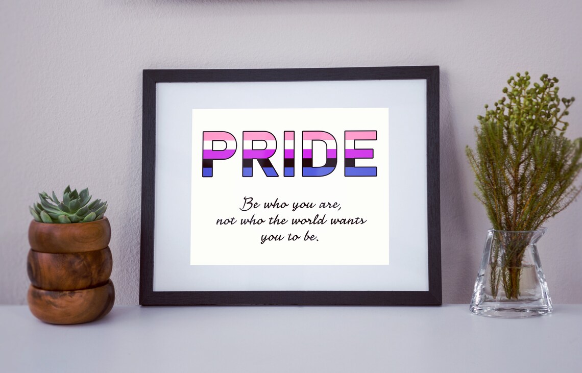 Genderfluid Pride Flag LGBTQ Affirmation Quote Be Who You Are Poster