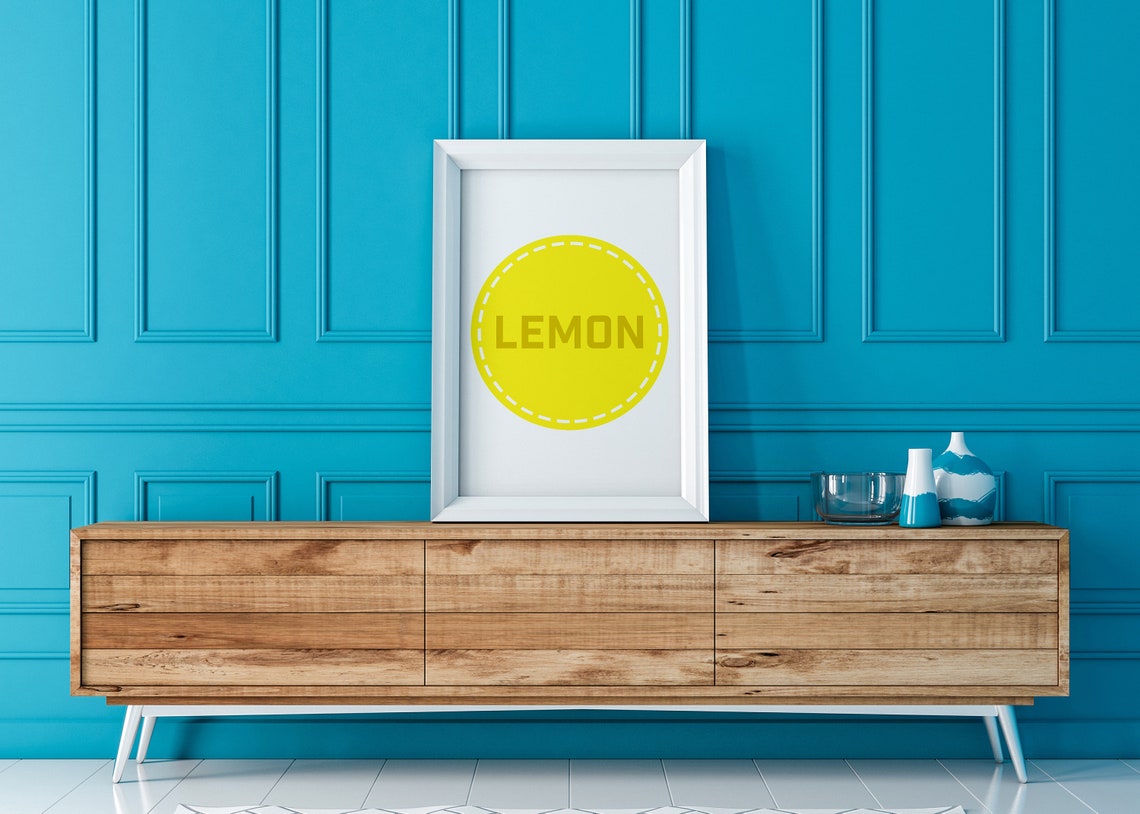 Bright Yellow Lemon Circle Minimalist Kitchen Fruit Art Poster - Image 3