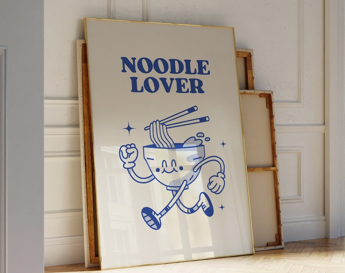 Cute Kitchen Wall Art Noodle Lover Print Retro Kitchen Decor Funny Kitchen Quote Print Trendy Typography Art Instant - Image 3