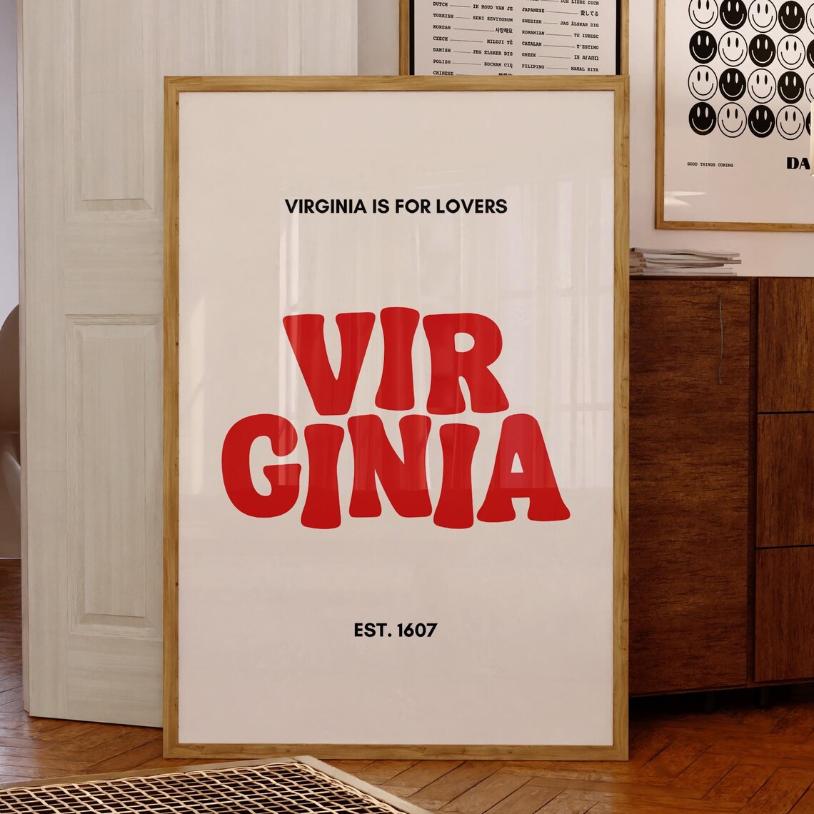 Virginia Typography Art Print, Trendy State Poster
