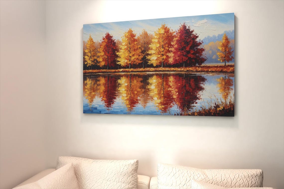 Fall Country Lake Print Farmhouse Wall Decor Country Art Nature Print Thanksgiving Wall Decor - Image 4