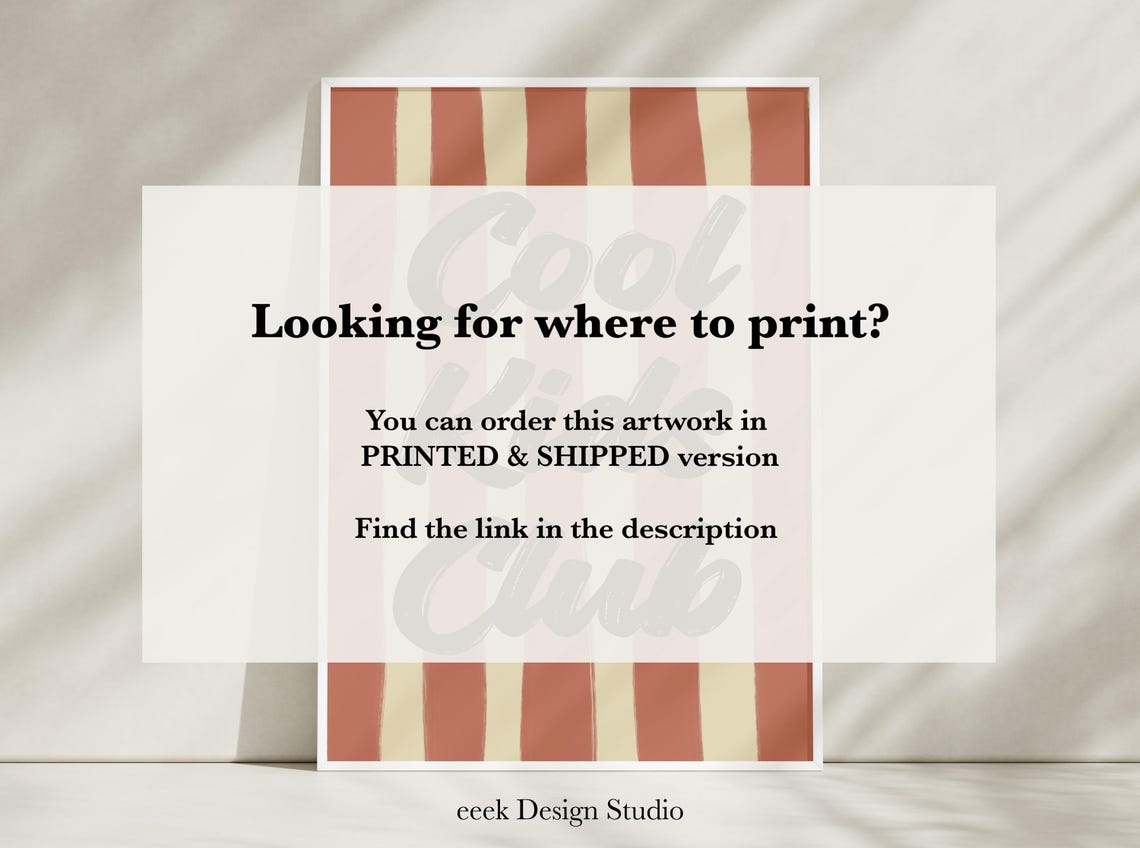 Cool Kids Club Retro Striped Script Quote Poster for Kids Room - Image 4