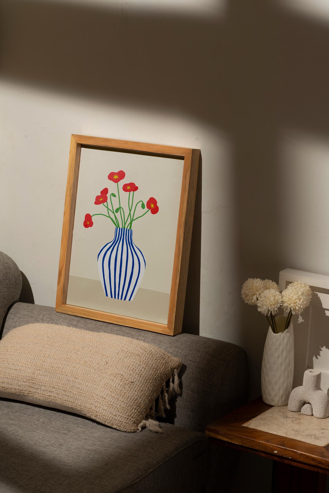 Poppies and Tulips Bouquet Art Print, Minimal Floral - Image 4