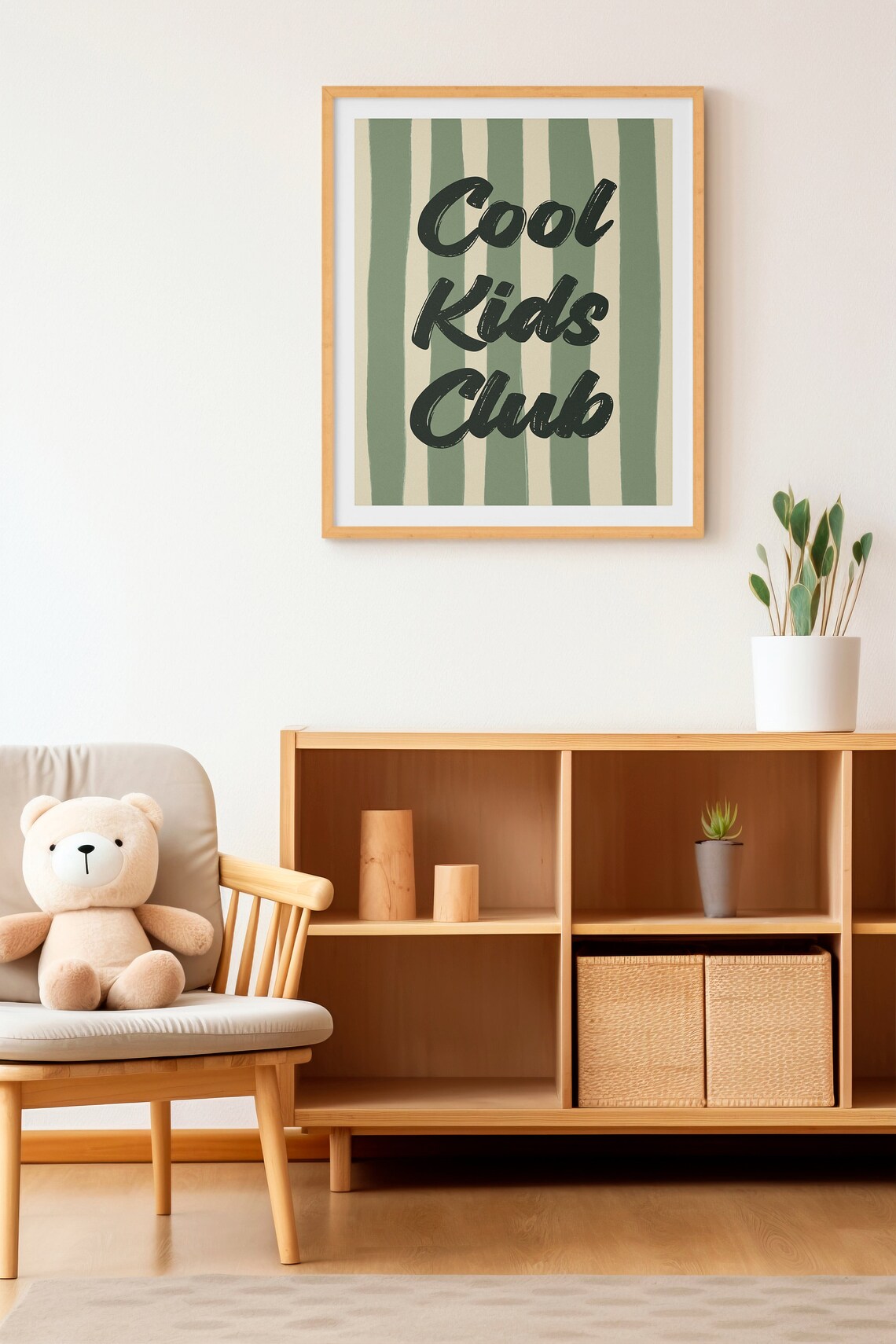 Cool Kids Club Brush Script Striped Kids Playroom Art Poster - Image 2