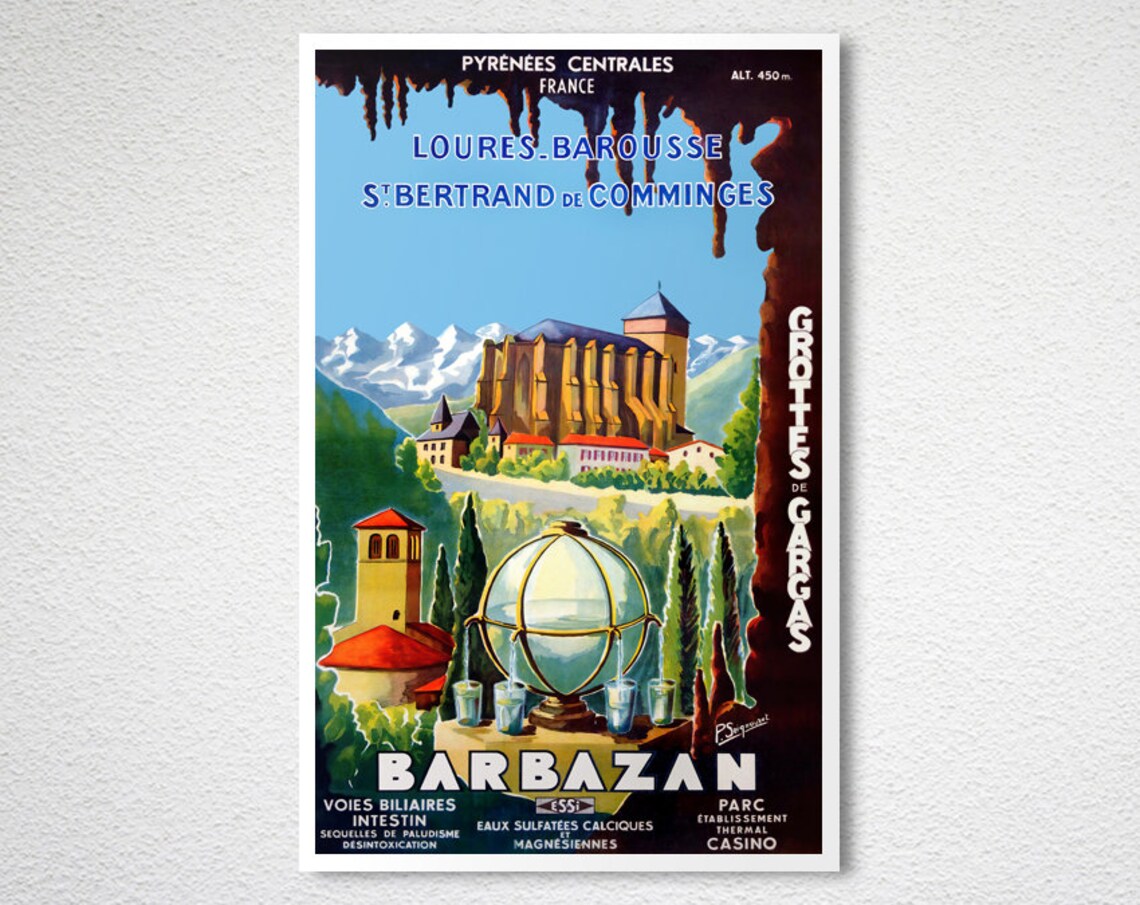 Barbazan Pyrenees Centrales France Vintage Travel Poster - Image 2