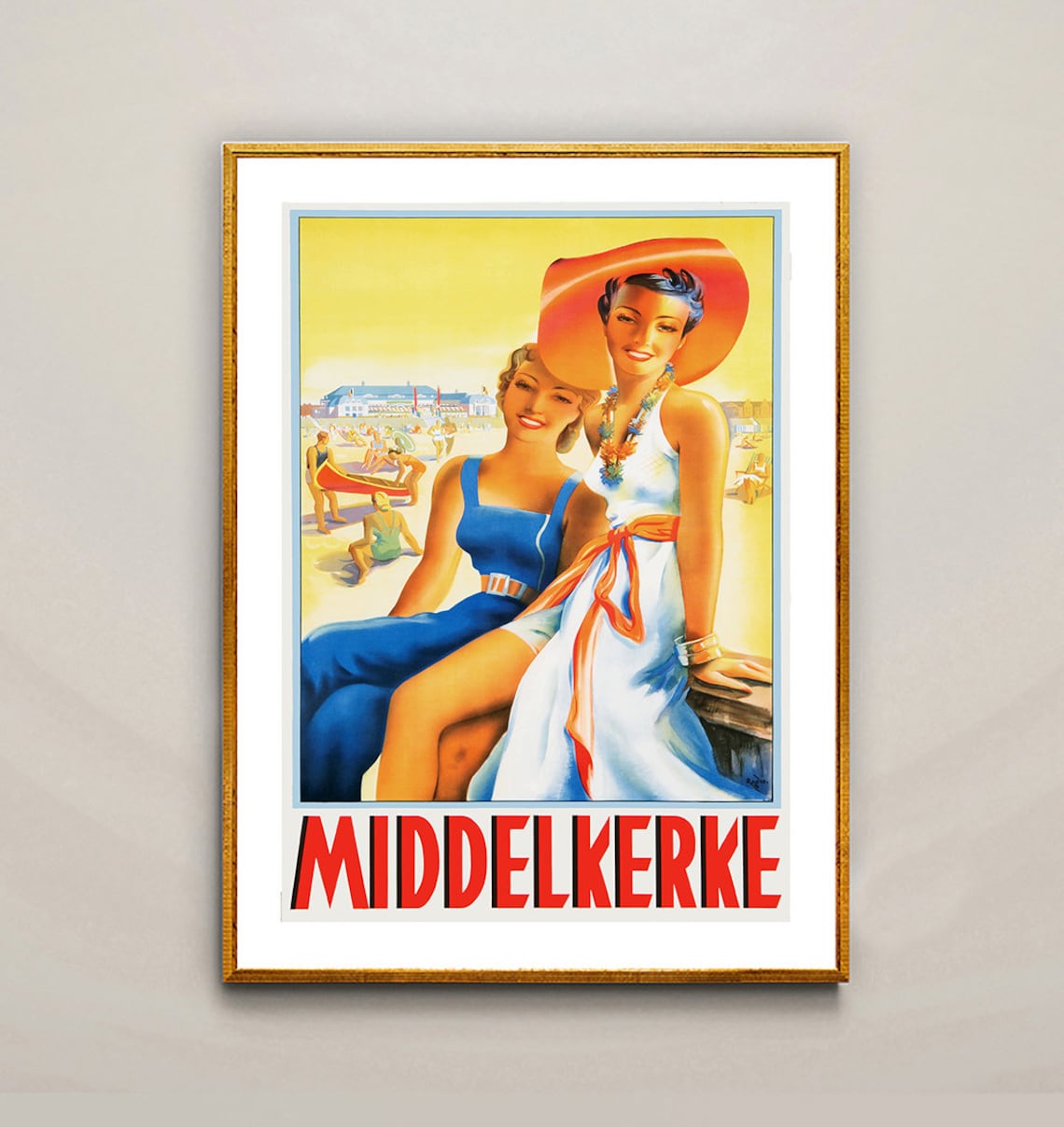 Middelkerke Vintage Travel Poster, Belgium Travel Poster