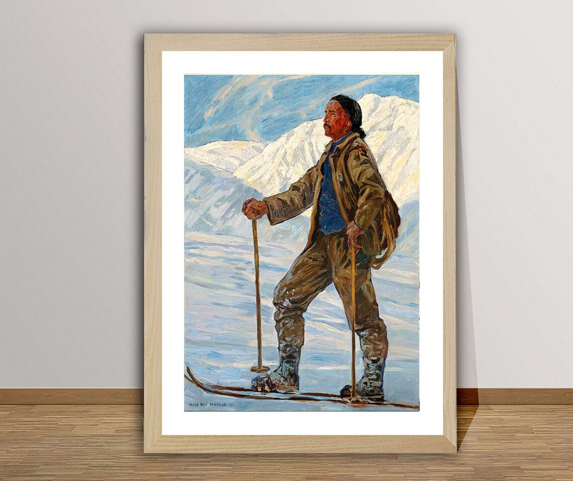 Hans Beat Wieland Alpine Skier Mountain Snow Vintage Sports Poster