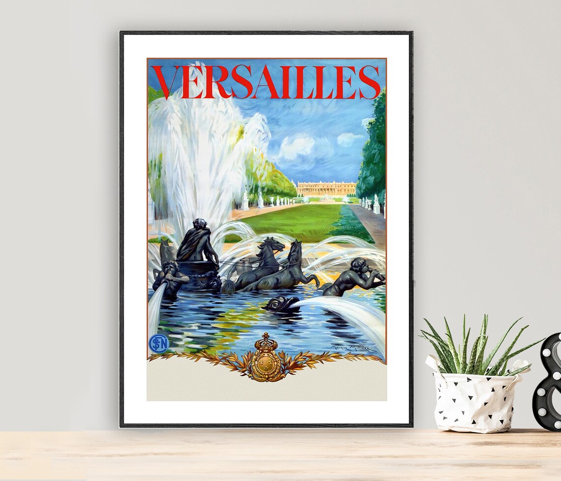 Versailles Vintage Travel Poster, France Wall Art Print